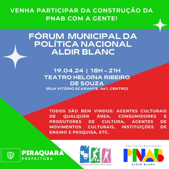 Fórum Municipal PNAB de fomento à cultura será realizado dia 19