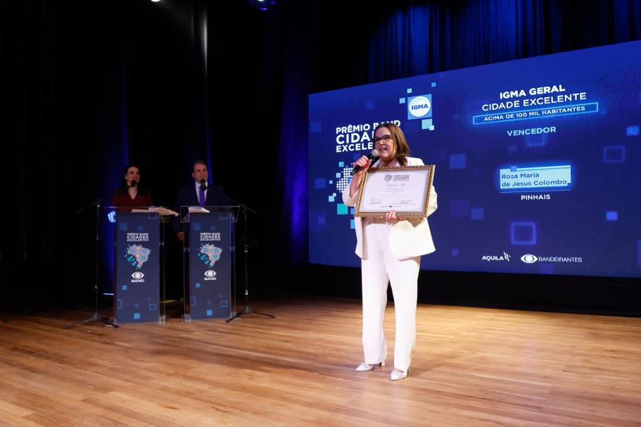 Pinhais é a grande vencedora do prêmio Band Cidades Excelentes 2025
