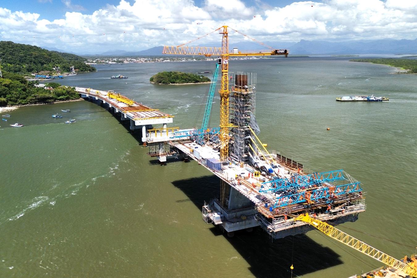 Ponte de Guaratuba já tem novos estais instalados e mantém bom ritmo de obras