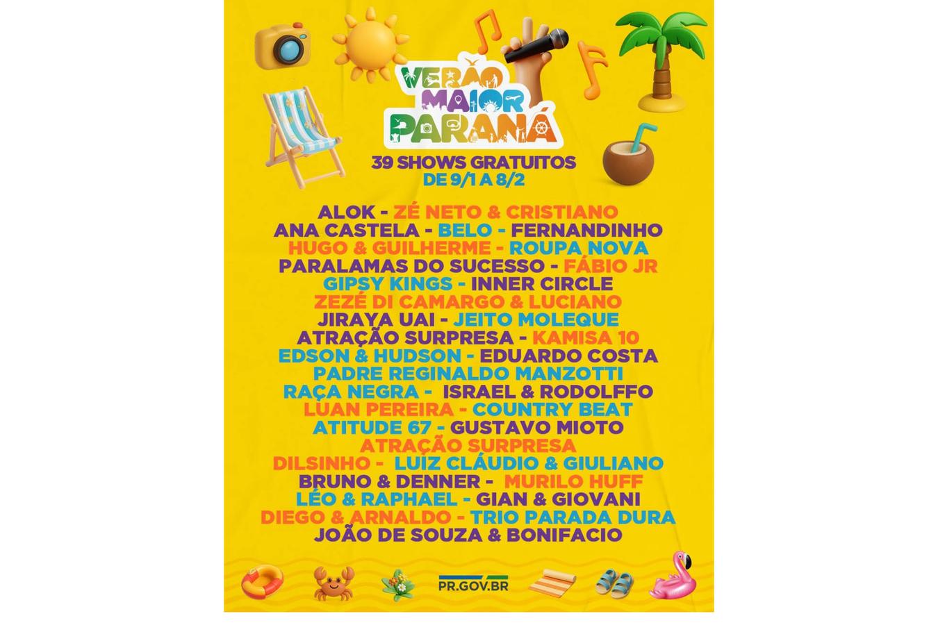 Verão Maior Paraná: confira as atrações dos shows de 2026