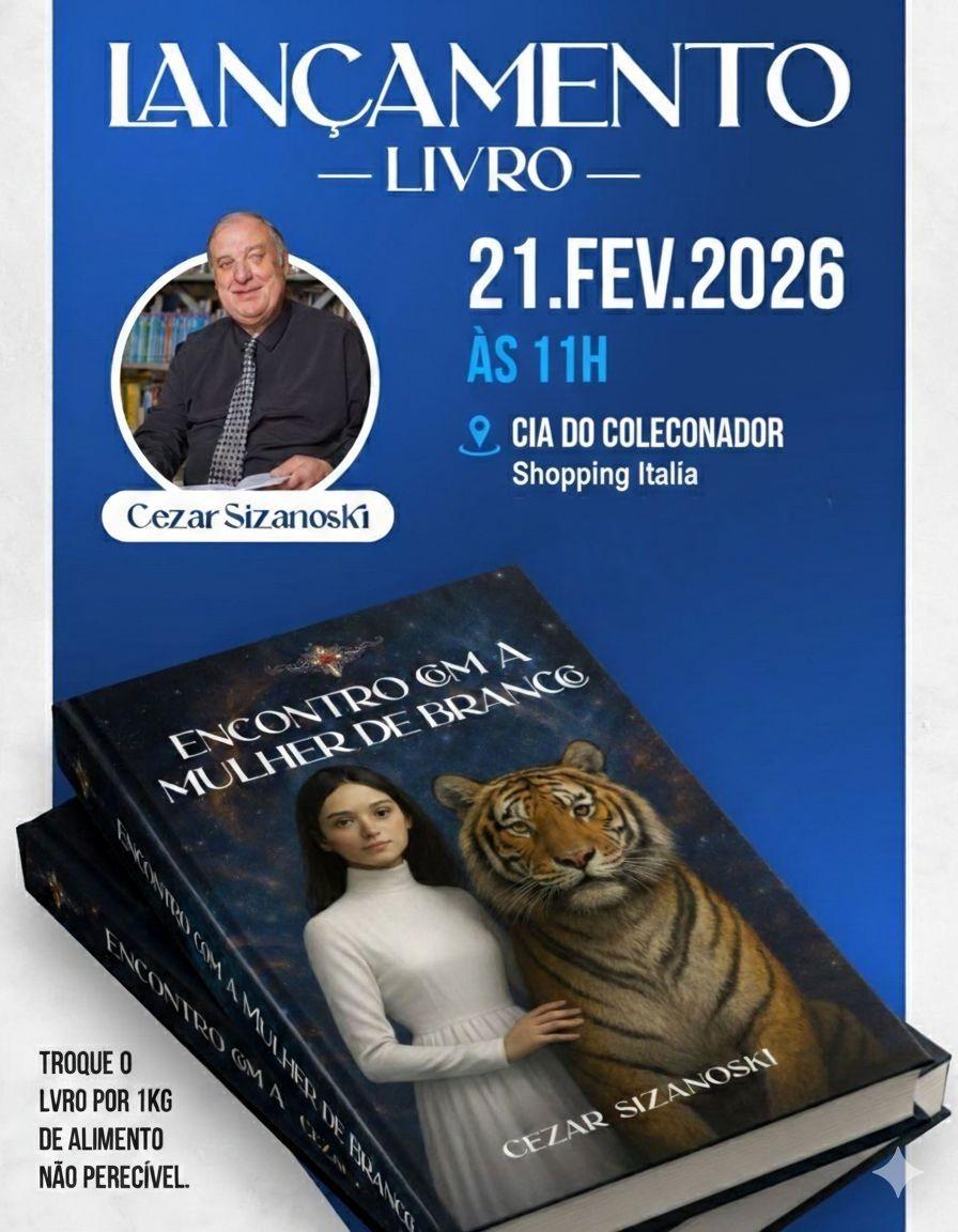 Escritor Piraquarense Cezar Sizanoski lança hoje o seu terceiro livro no Shopping Itália em Curitiba
