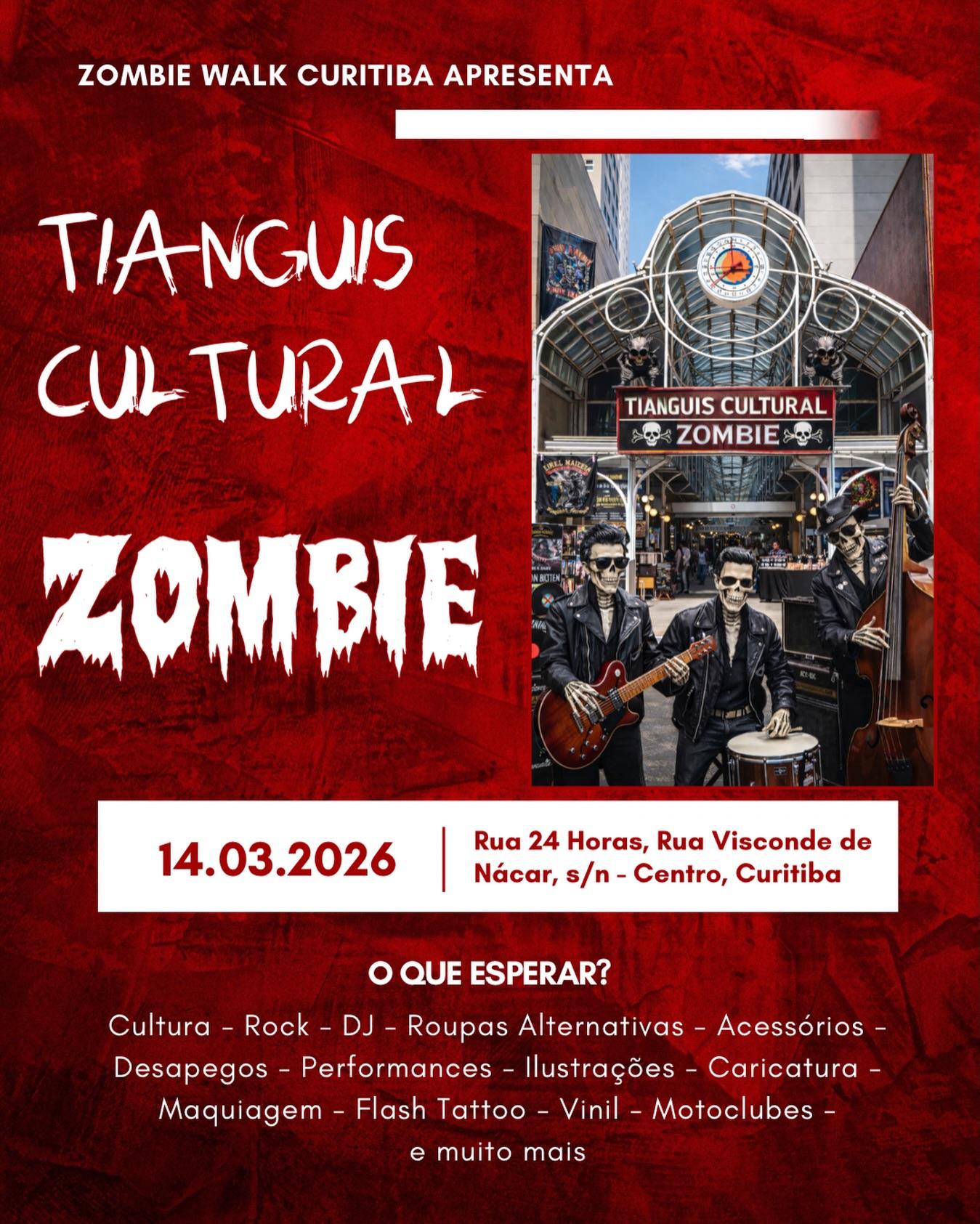 1ª edição do Tianguis Cultural Zombie acontece no dia 14 de março, na Rua 24 Horas