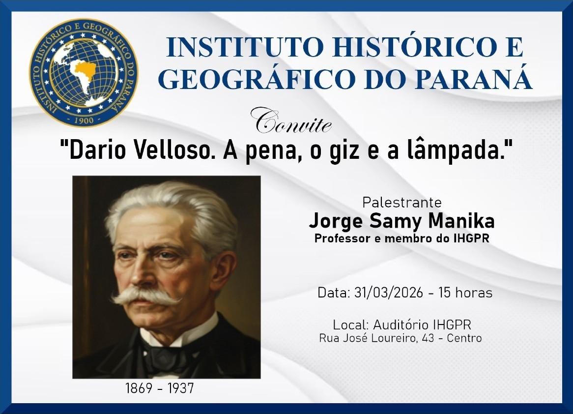 O IHGPR convida para a palestra do Professor  Jorge Samy Manika